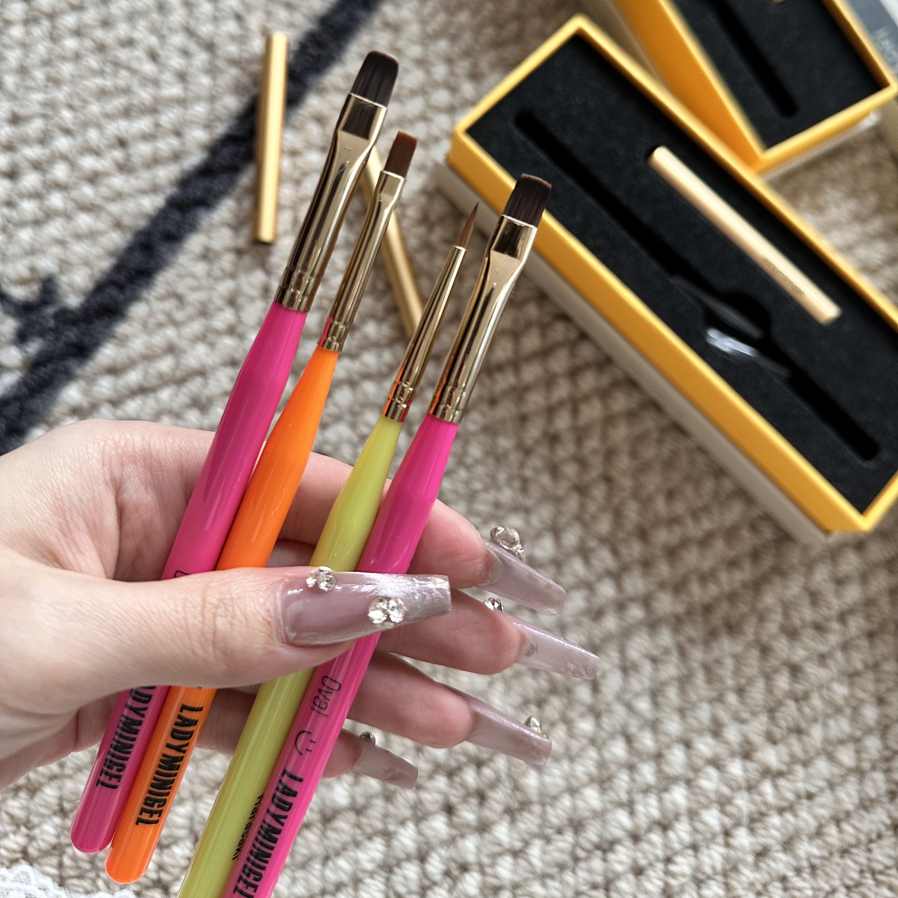 现货原崎Harasaki美甲笔正品lady迷你芭比多巴胺色光疗笔方圆限定