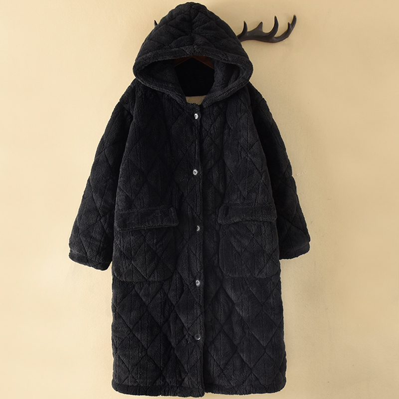 情侣睡袍女冬季加厚长款珊瑚绒夹棉睡衣男士加肥加大码200斤浴袍