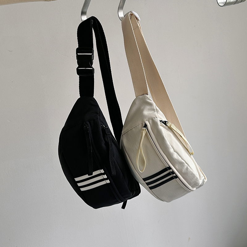 时尚潮牌腰包运动斜挎胸包男女2024新款ins百搭休闲帆布单肩包