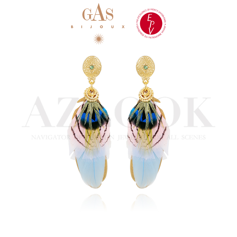 铜合金耳饰  GAS BIJOUX 耳环 【法国进口】色彩之翼系列羽毛耳环