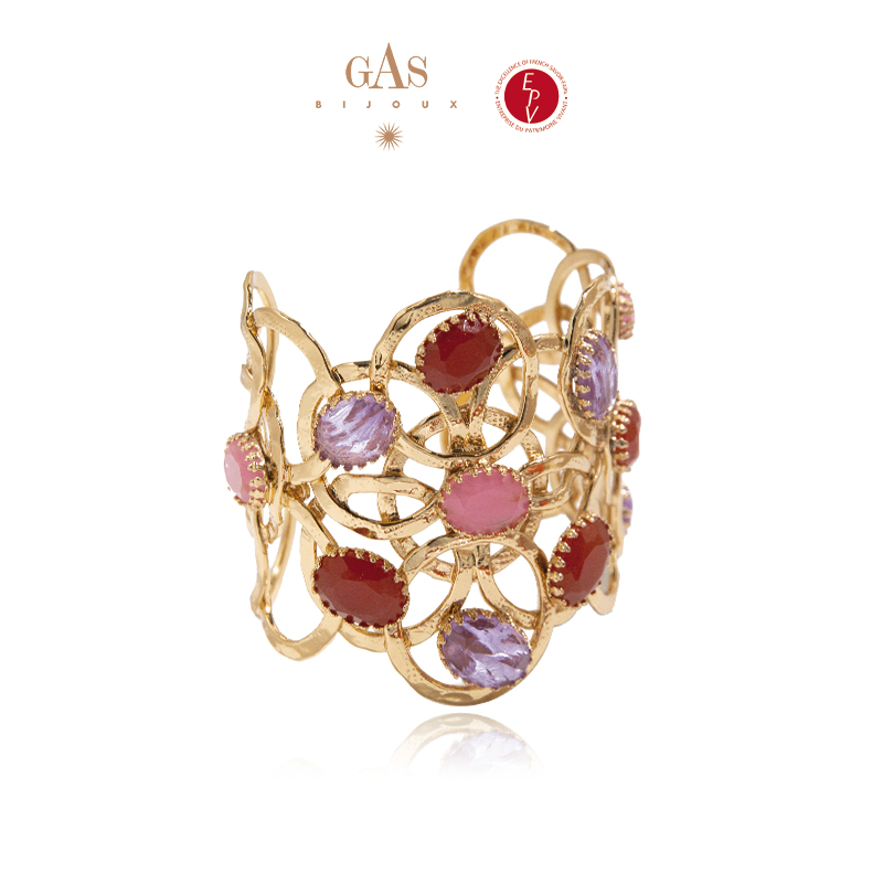 GASBIJOUX镂空镶自然石金色手镯手链轻奢珠宝饰品礼物氛围感配饰