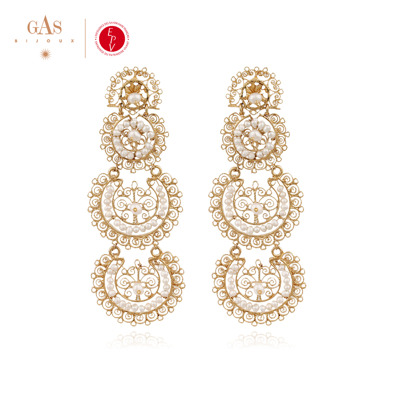 GASBIJOUX蕾丝复古长款耳环时尚气质首饰女款浪漫礼物新款爆款