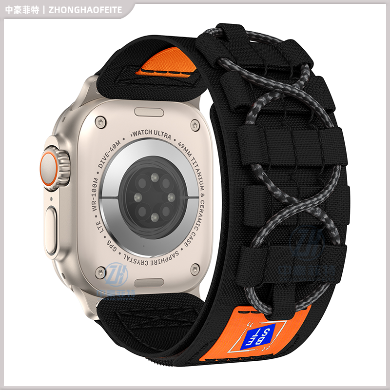 适用AppleWatch编织表带Ultra苹果iWatchS10尼龙运动登山徒步表带