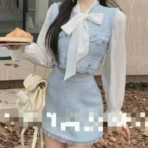 欧街-小香风马甲套装三件套09122