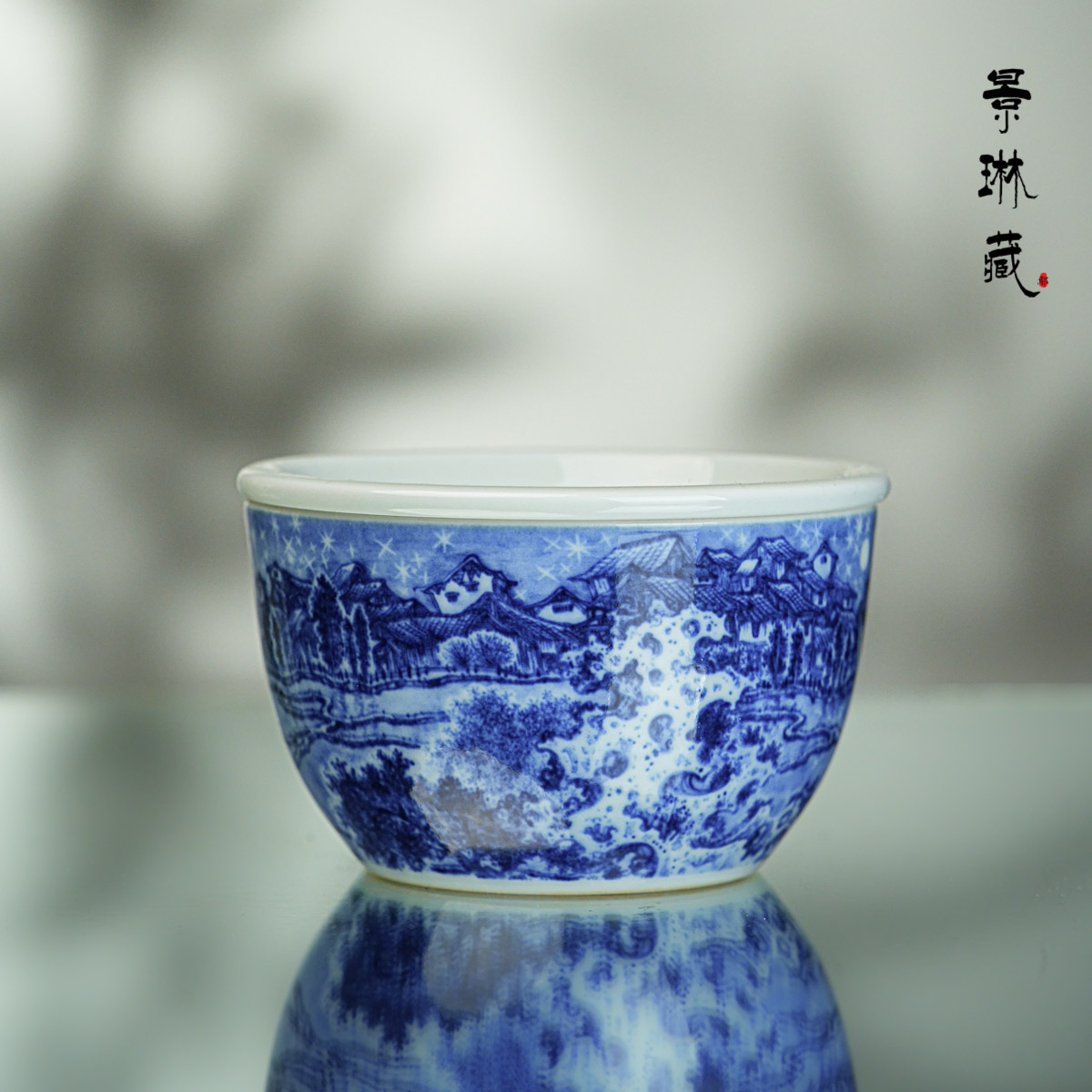 景琳藏古镇清韵小建水    景德镇釉下彩 全手工 中式青花手绘茶具