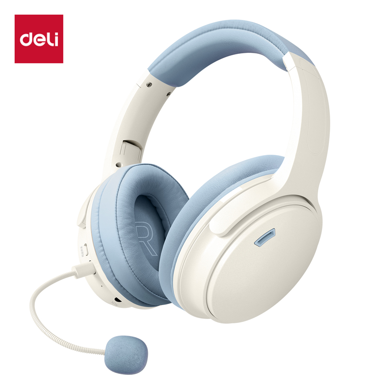 得力耳返耳机电竞诵读学生阅读折叠背书神器蓝牙头戴式降噪运动  