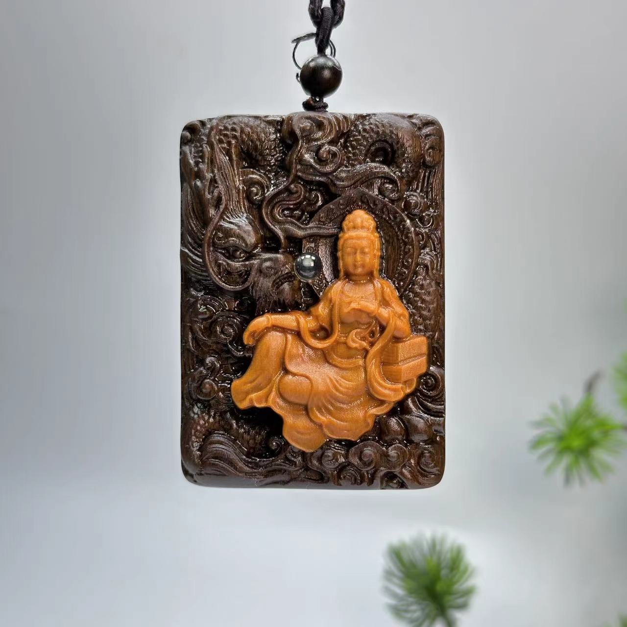  御龙观音挂件把玩件印尼达拉杆手把件木雕工艺7cm*5cm*2cm