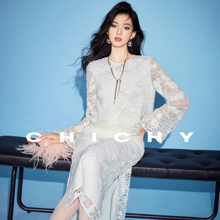【高高甄选】CHICHY轻奢名媛重工针织上衣半身裙套装CT9A001243