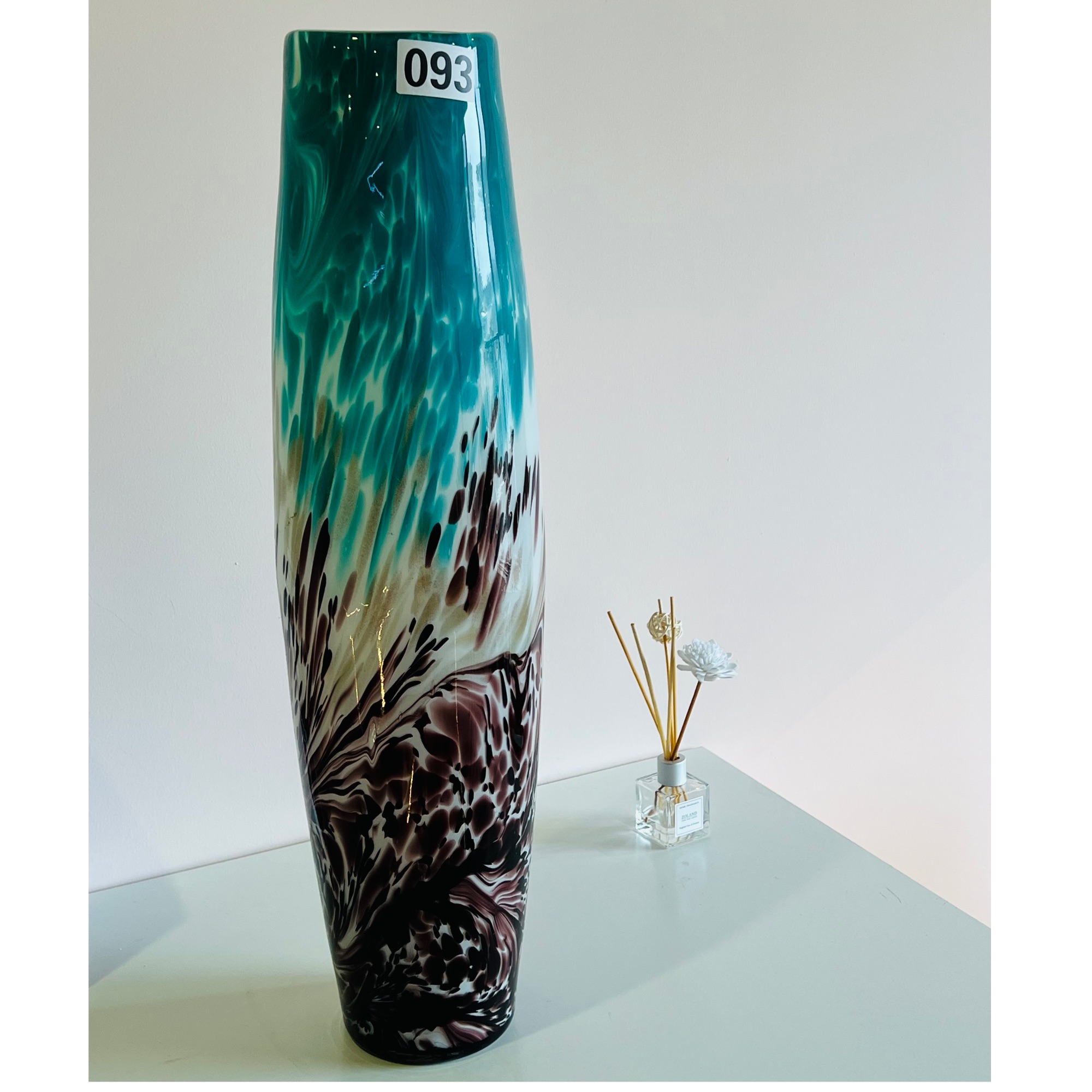 2025 手工古法琉璃，落地花瓶，三层料双层底，手绘水墨风