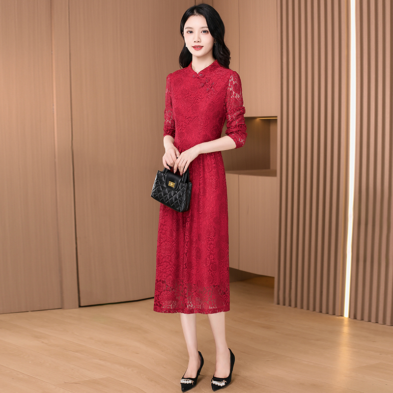 【可蓓儿】喜婆婆婚宴装2025新款春季连衣裙女长袖高档妈妈结婚礼