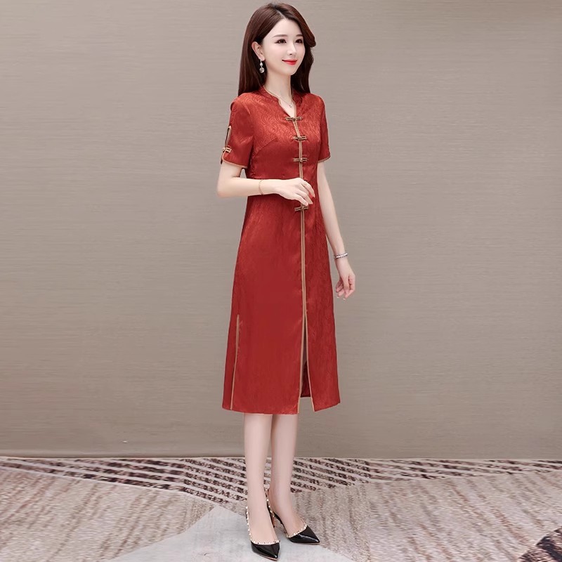 改良新中式旗袍女款高端2024新款夏高贵喜婆婆婚宴装冰丝品牌裙子