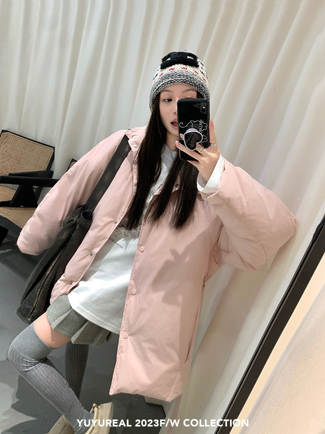 鸭鸭白鸭绒冬季新款高档免洗白色羽绒服女中长款百搭收腰保暖外