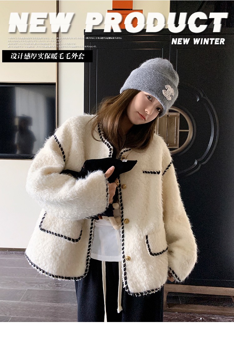 朵拉自制~限定约会~韩系甜美风小香毛毛外套~a019