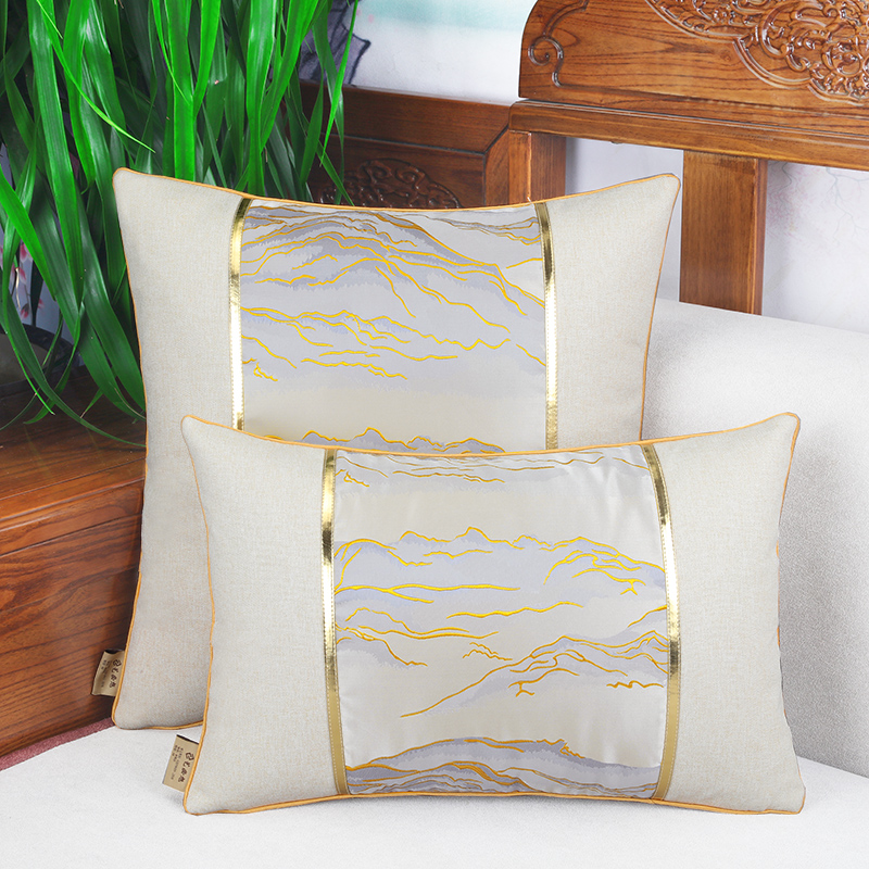  新中式抱枕沙发客厅床头靠枕轻奢抱枕套腰枕大靠背垫中国风靠垫