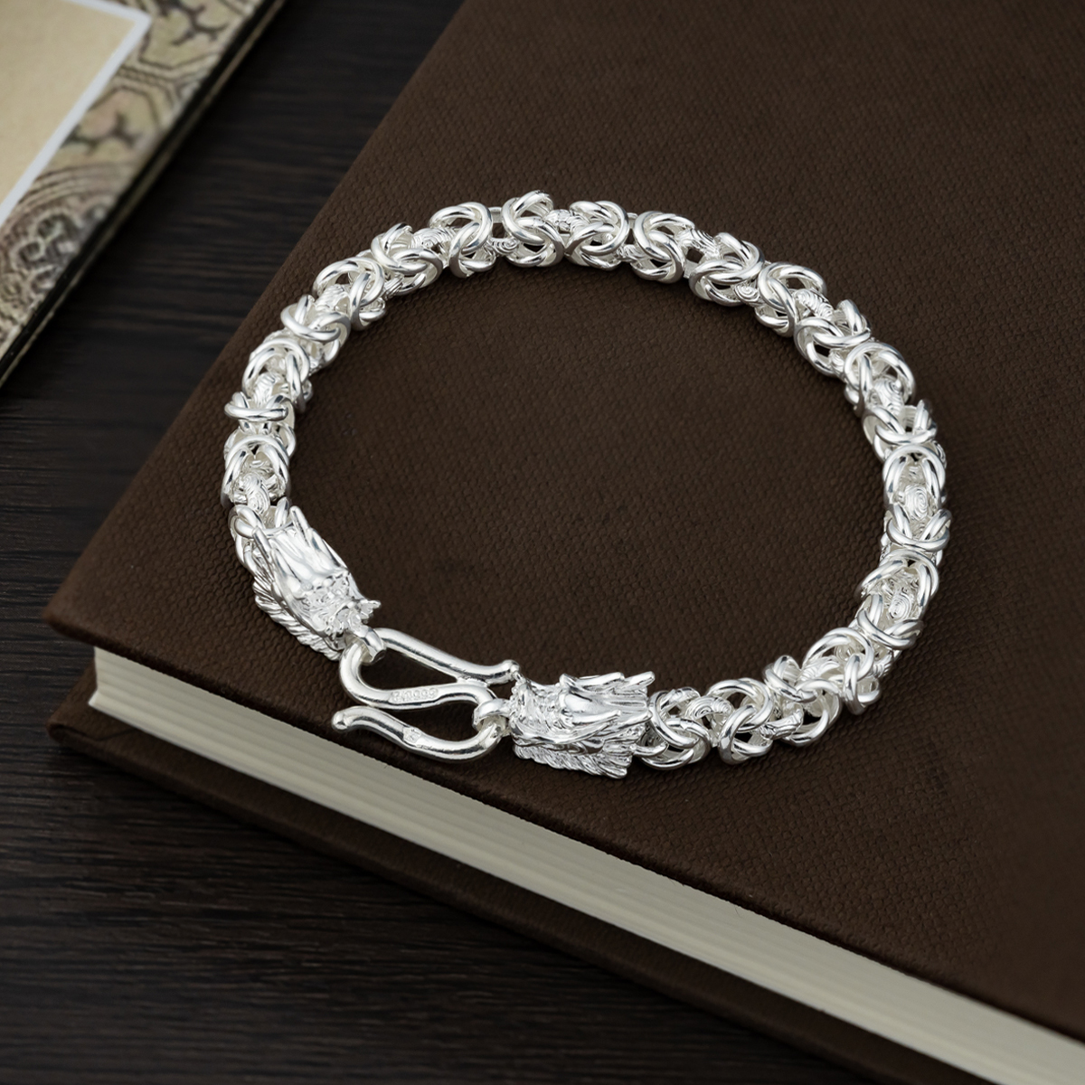 足银手链 【何姐聊收藏】龙头祥云四方手链 YS1750028-A