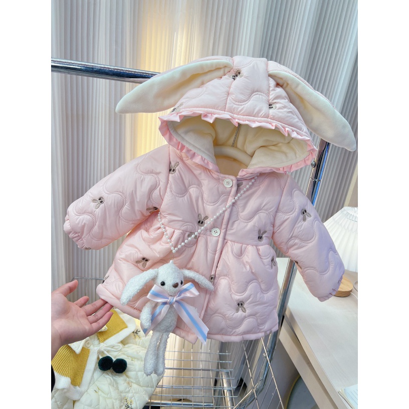 女童棉衣2023新款洋气冬装儿童装加绒棉袄女宝宝冬季外套加厚棉服