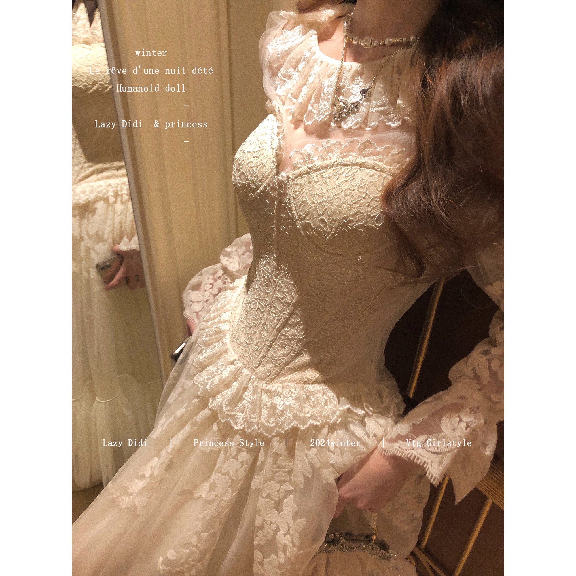 Lazy Didi万卷金丝欧式加绒蕾丝鱼骨胸衣复古重工大裙摆纱半裙