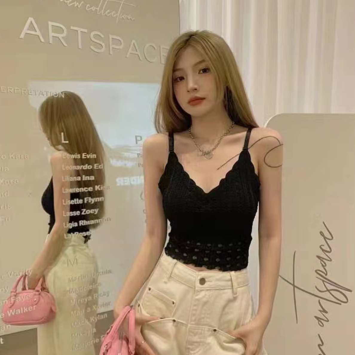 【C度笑笑力推】D2321新品时尚网红蕾丝吊带美背