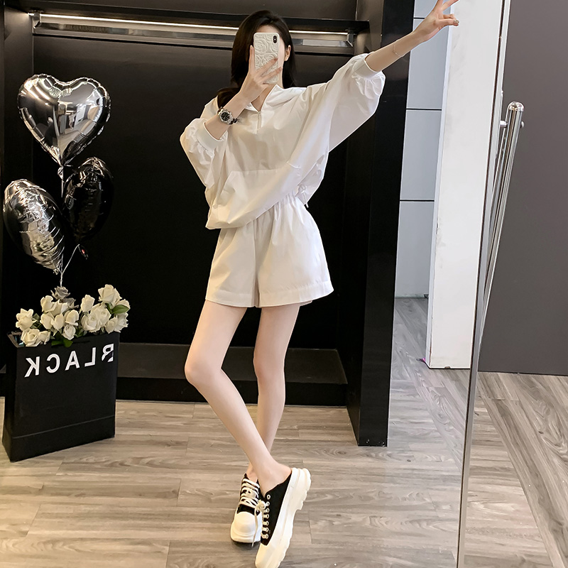 夏季套装女2024新款爆款洋气气质短袖连帽防晒时尚气质女士套装
