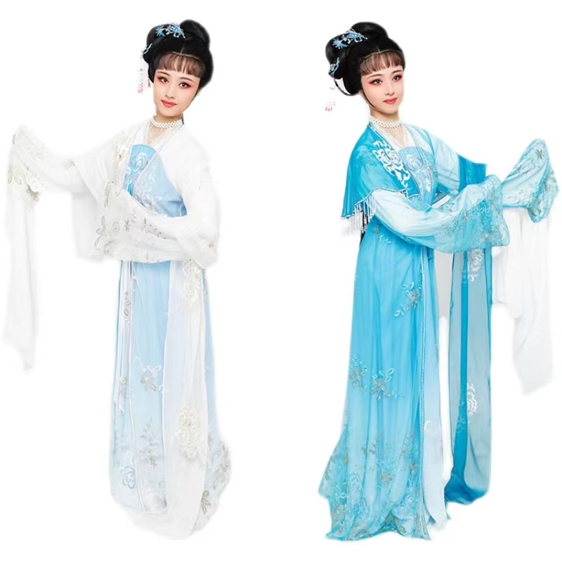 现货崔莺莺新款戏曲仿真丝花旦舞台服装越剧黄梅戏演出