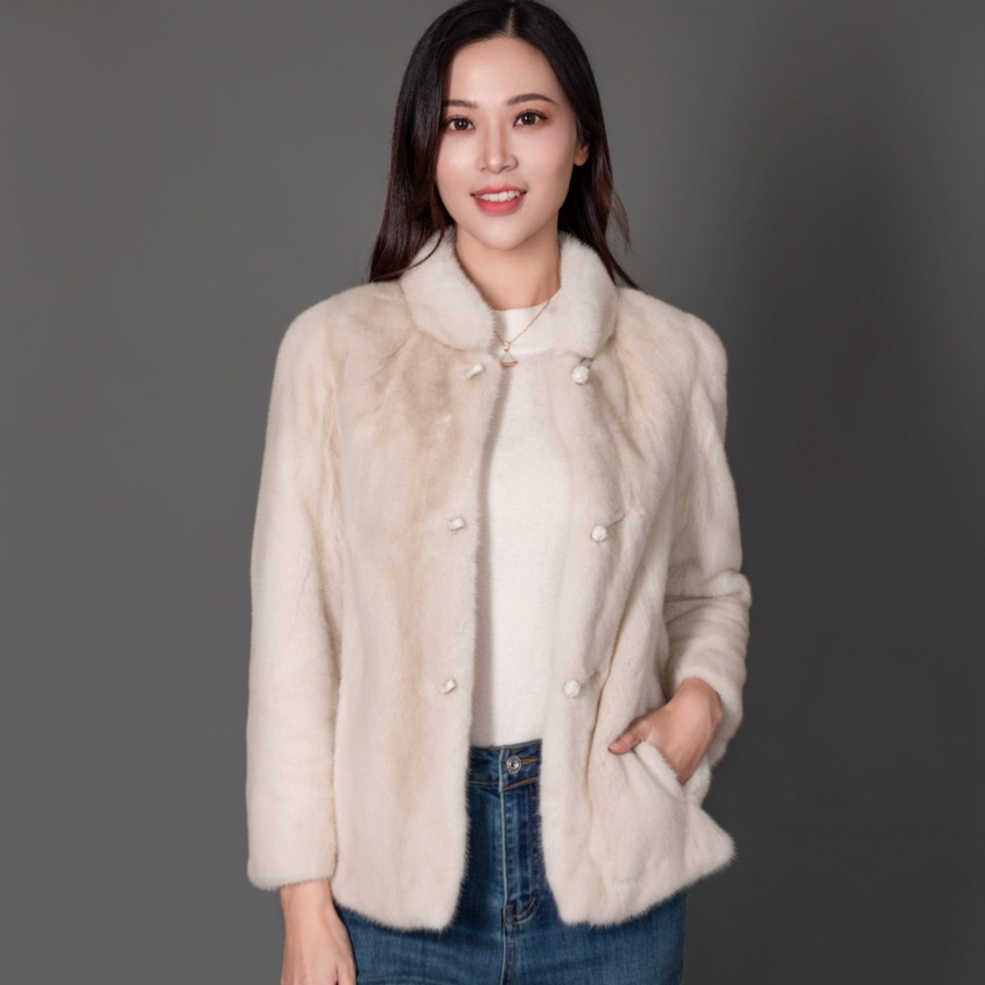 环裘【环裘】22009进口天鹅绒短一母貂皮民族风小款貂皮大衣女整貂