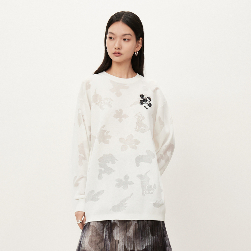 HPLY荷比俪【商场同款】荷比俪华丽荷花针织衫HYD32650232