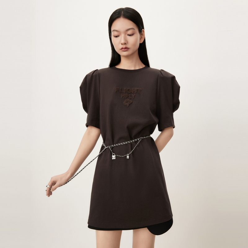 HPLY荷比俪【专柜同款】泡泡袖T恤连衣裙HYD33750290