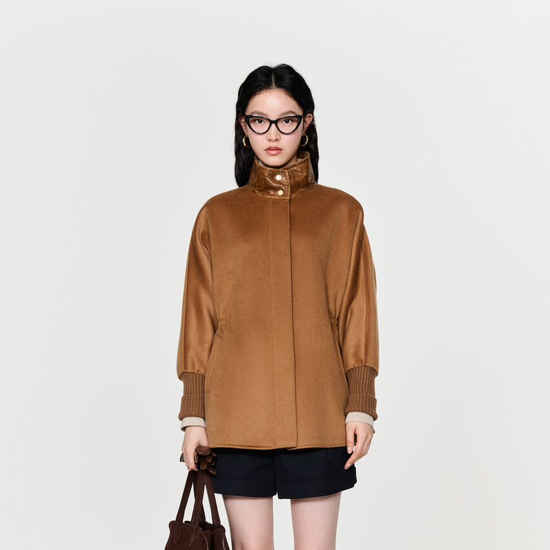 HPLY/荷比俪秋季新款雅丹风立领收腰中长款大衣HDD41500582