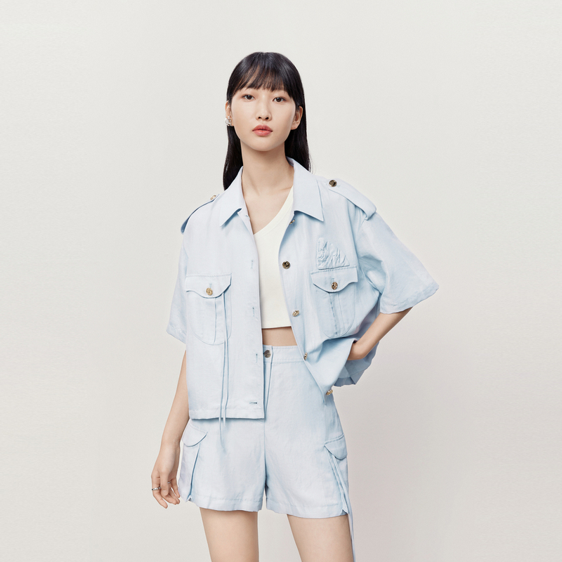 HPLY荷比俪夏季新款女工装风复古柔软外套HYD23520165