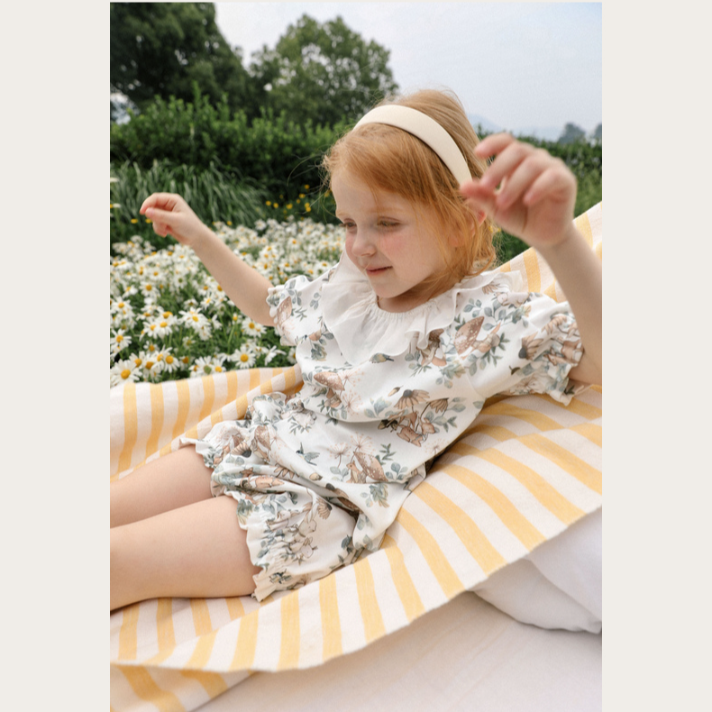 森系满印荷叶边短袖家居服