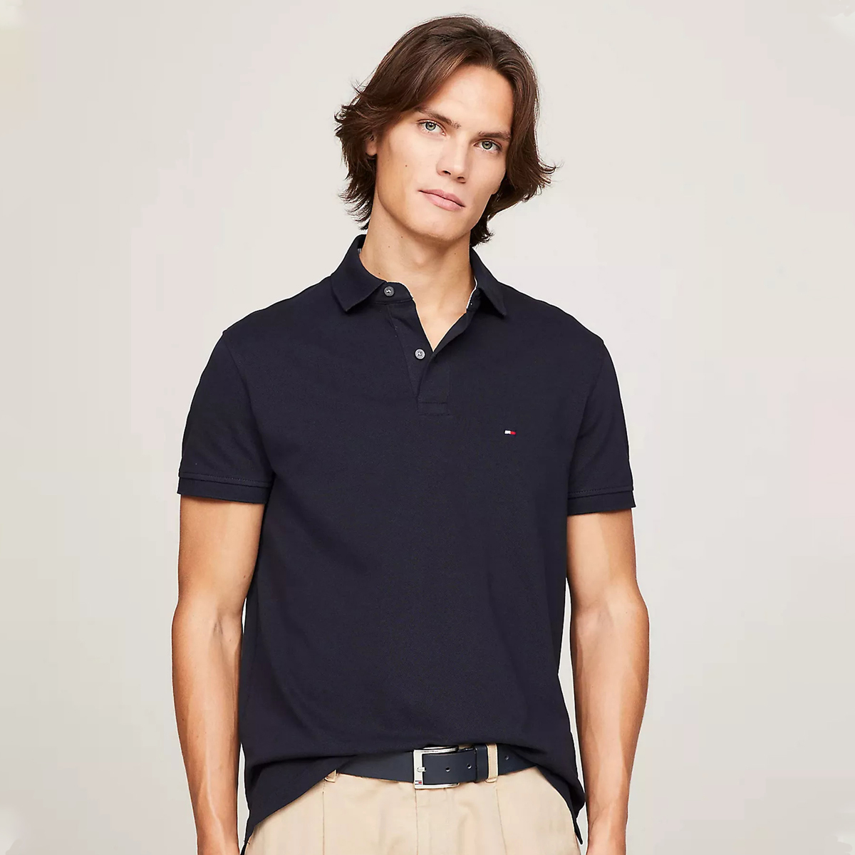 TOMMY HILFIGER30-40岁男人polo恤藏青色夏季商务休闲翻领夏装 ZZ