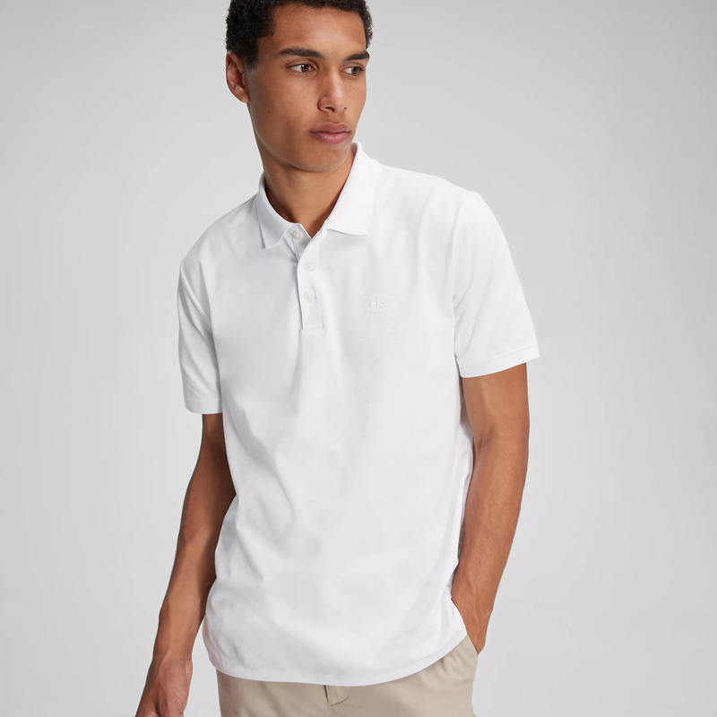 Calvin Klein/凯文克莱高档白色polo衫男夏季商务翻领短袖t恤 ZZ
