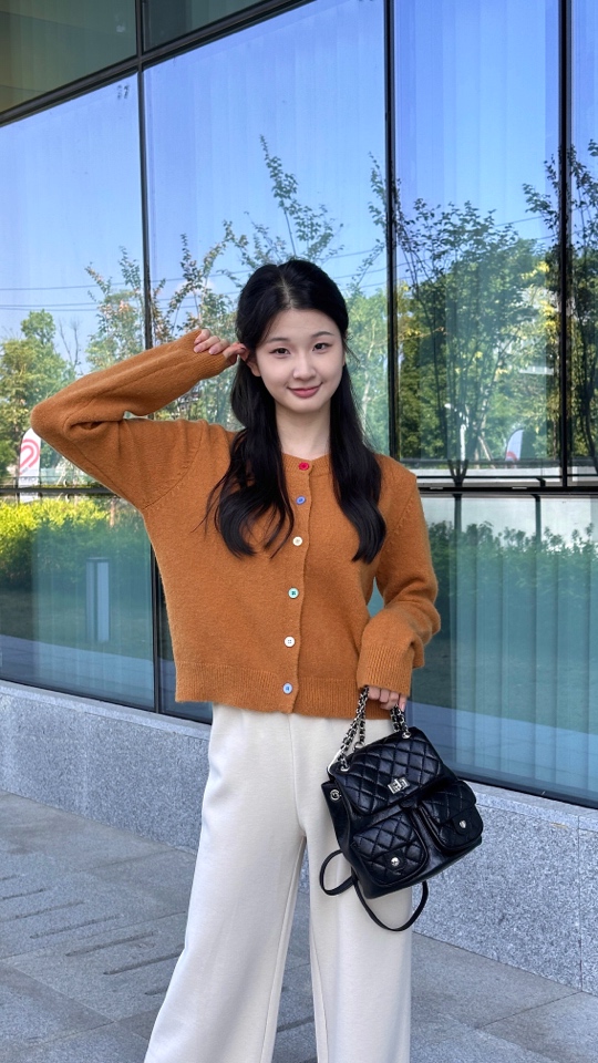 2024秋季新款简约气质针织上衣搭配高腰阔腿裤韩风休闲