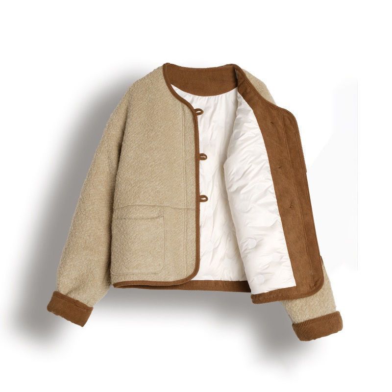 加绒时尚保暖休闲冬季羊羔外套新款宽松爆款秋冬2023短款名媛上衣