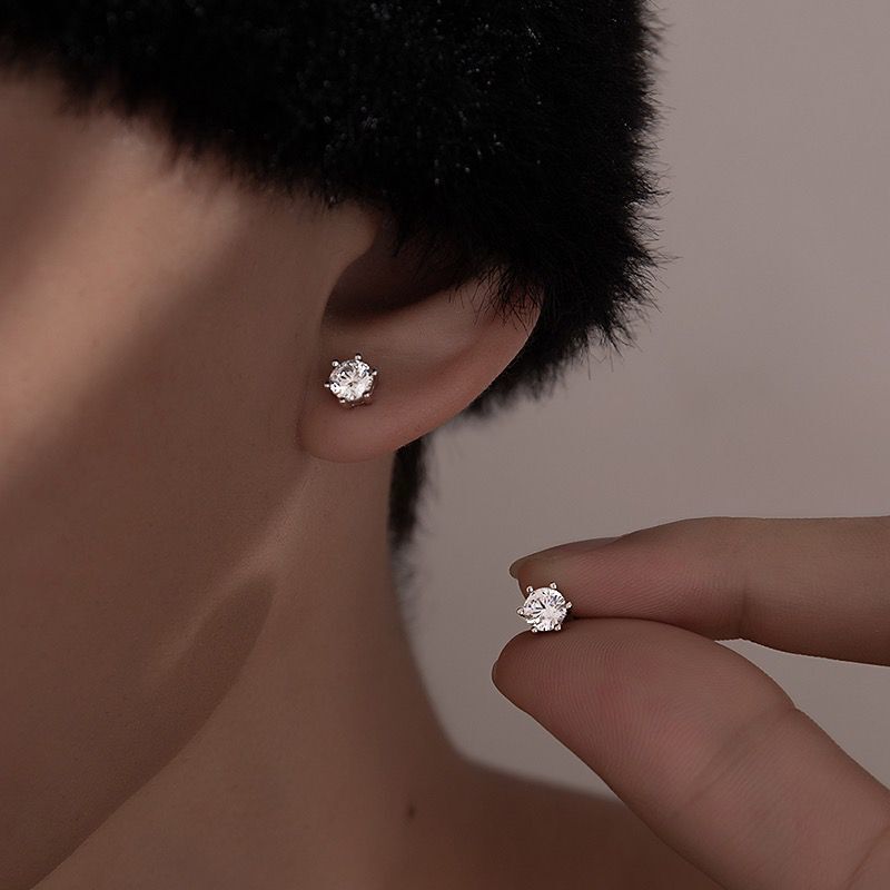 铜合金耳饰 闪亮锆石耳钉男嘻哈hiphop潮流个性ins气质高级感耳饰