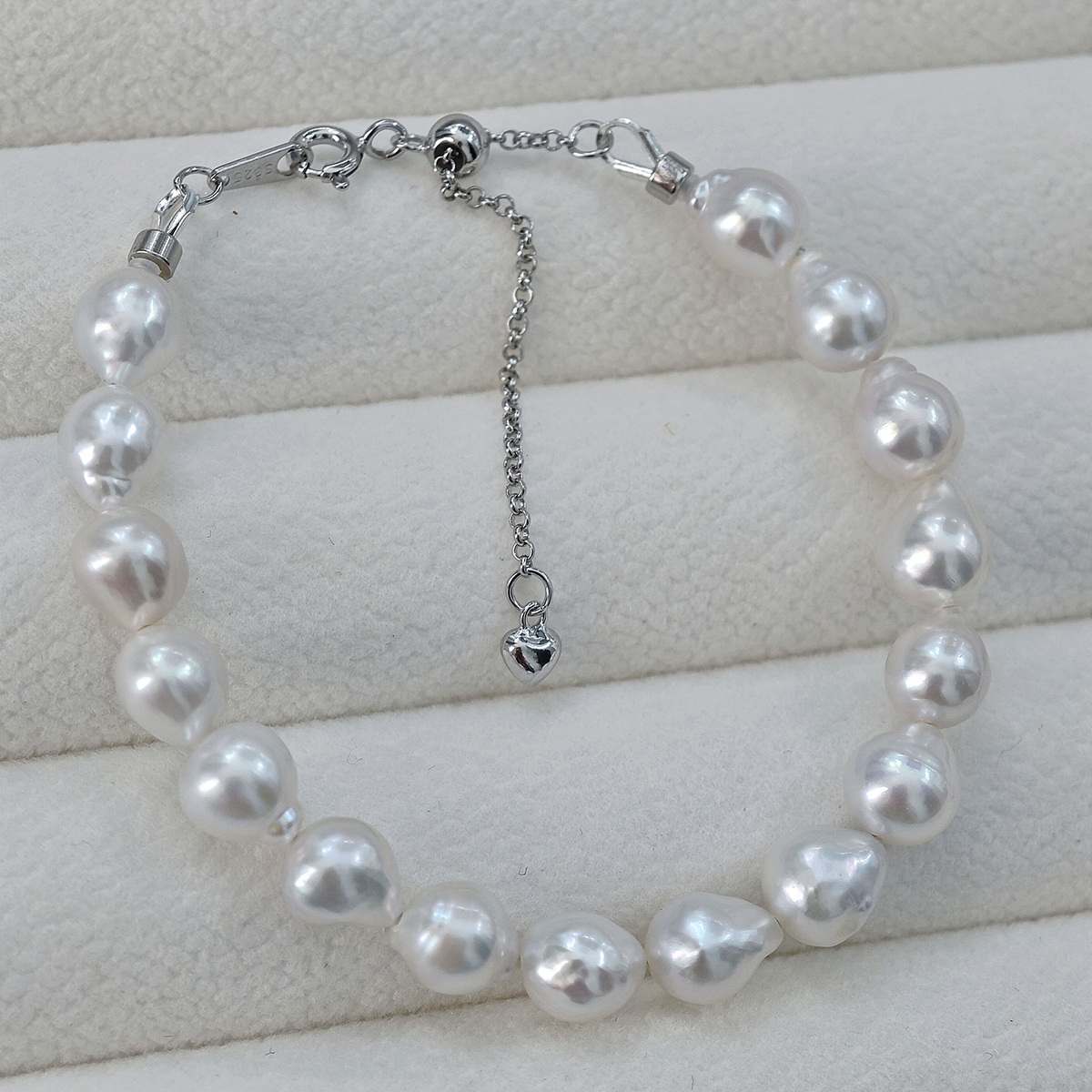 925银手链 极光淡水迷你巴洛克手链白色气质简约百搭时尚925银