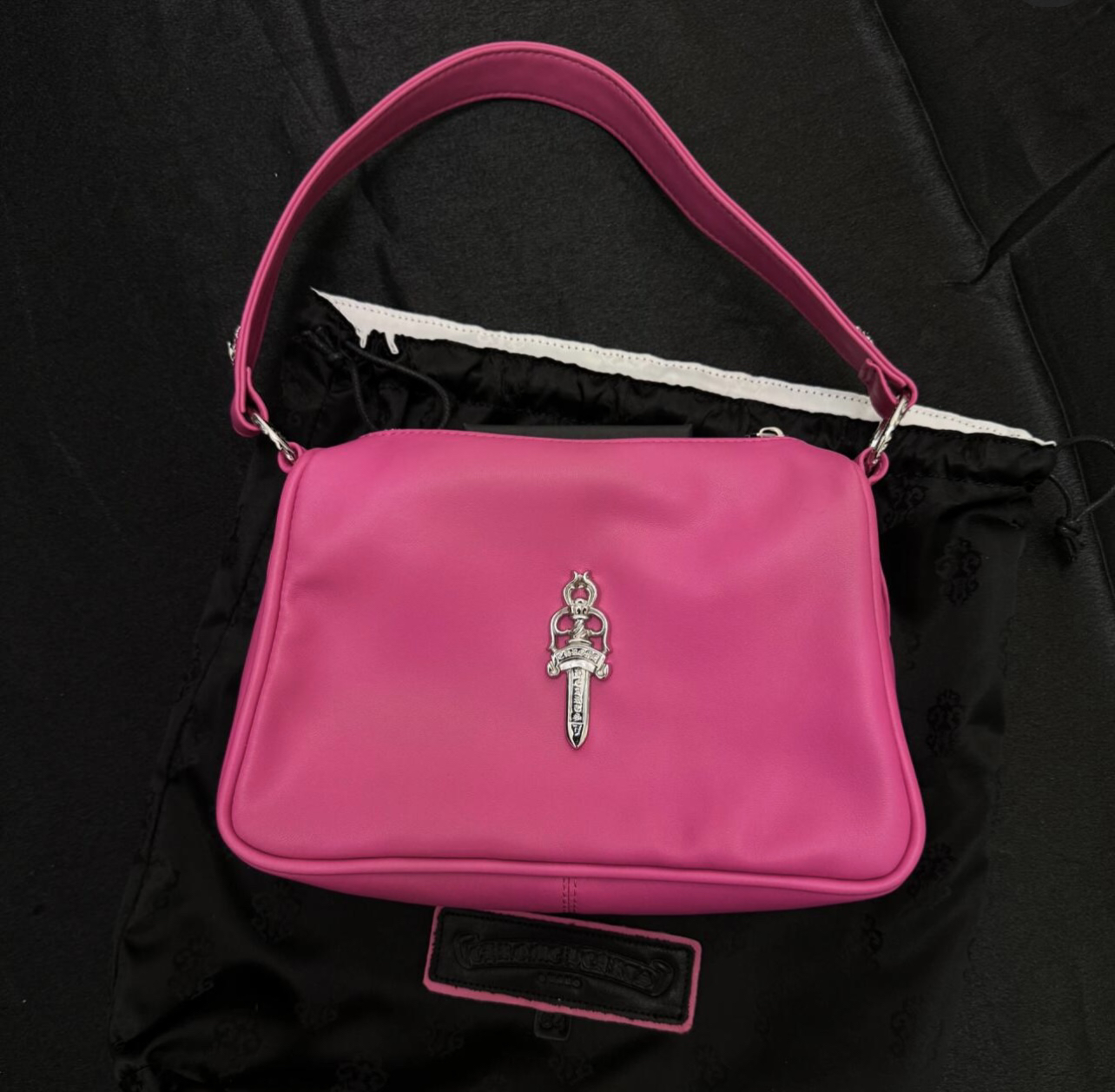 95新 Chrome Hearts/克罗心 夏七中古/电光粉小号鸡块/单肩包