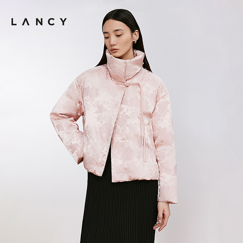 【90白鹅绒】LANCY/朗姿2024冬新款中式提花盘扣中国风短款羽绒服