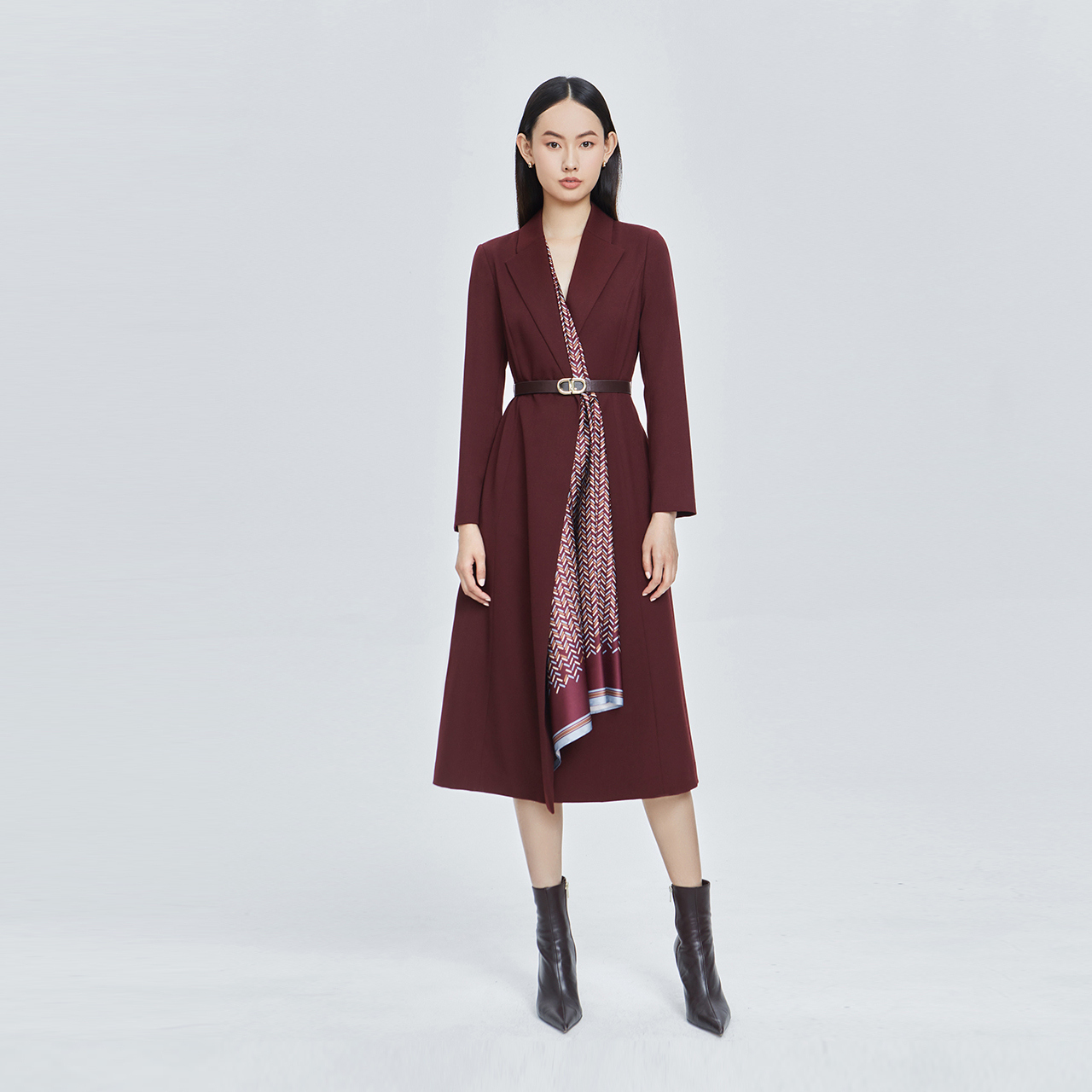 LANCY/朗姿【朱迅同款 】羊毛连衣裙女装连衣裙气质长袖复古