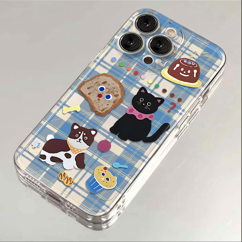 卡通猫狗适用于苹果/小米/华为OPPO/VIVO/红米一加荣耀透明手机壳