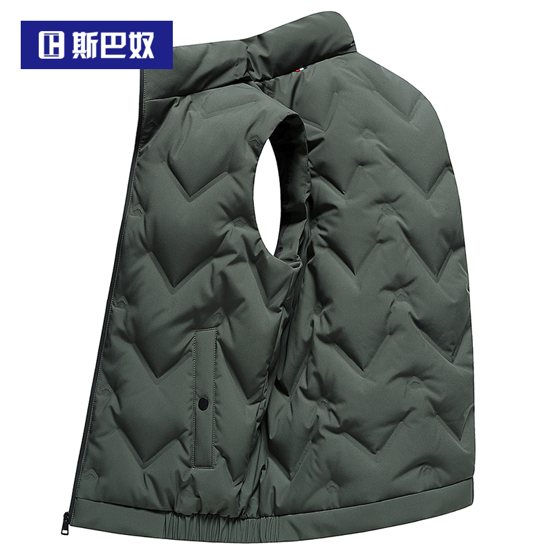 斯巴奴羽绒马甲男2025秋冬季新款坎肩立领背心外穿冬装保暖厚外套