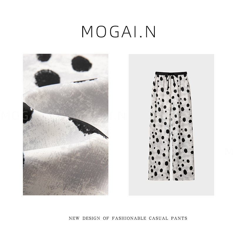 小众设计感波点阔腿裤女2025夏季新款慵懒风宽松薄款凉凉裤669