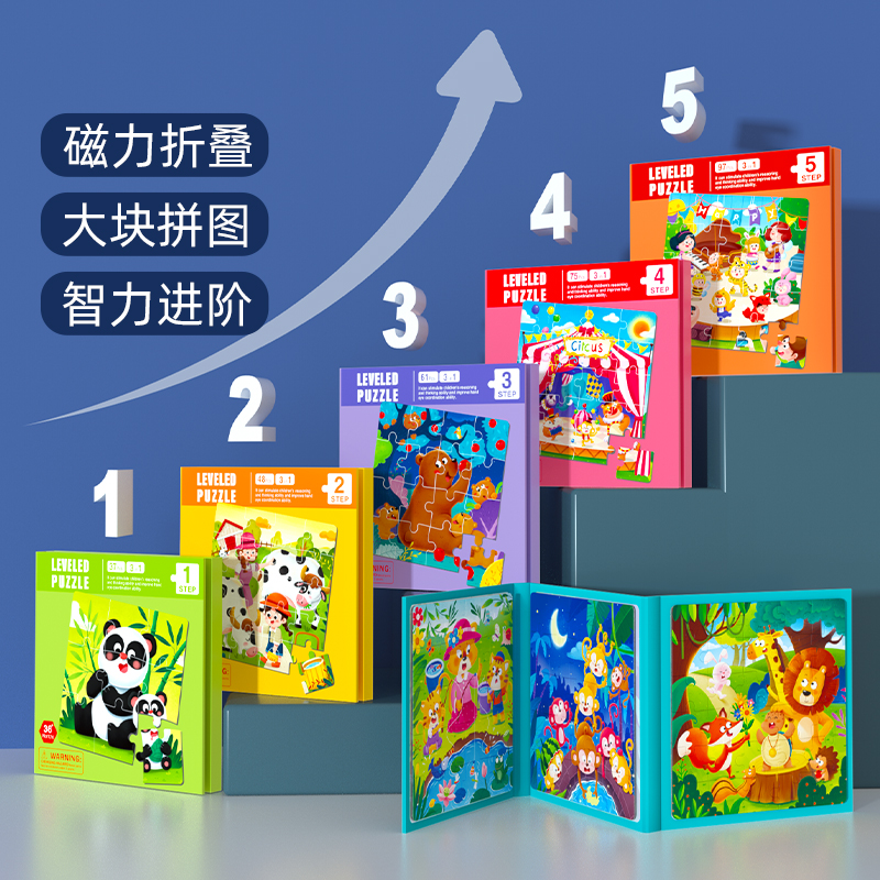 儿童进阶益智力磁性拼图大块早教宝宝玩具2-6岁男女孩