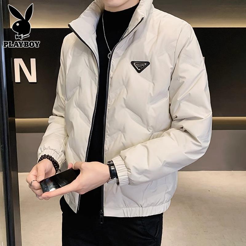 花花公子立领羽绒服男士宽松休闲保暖冬装潮流轻薄外套男冬季新款