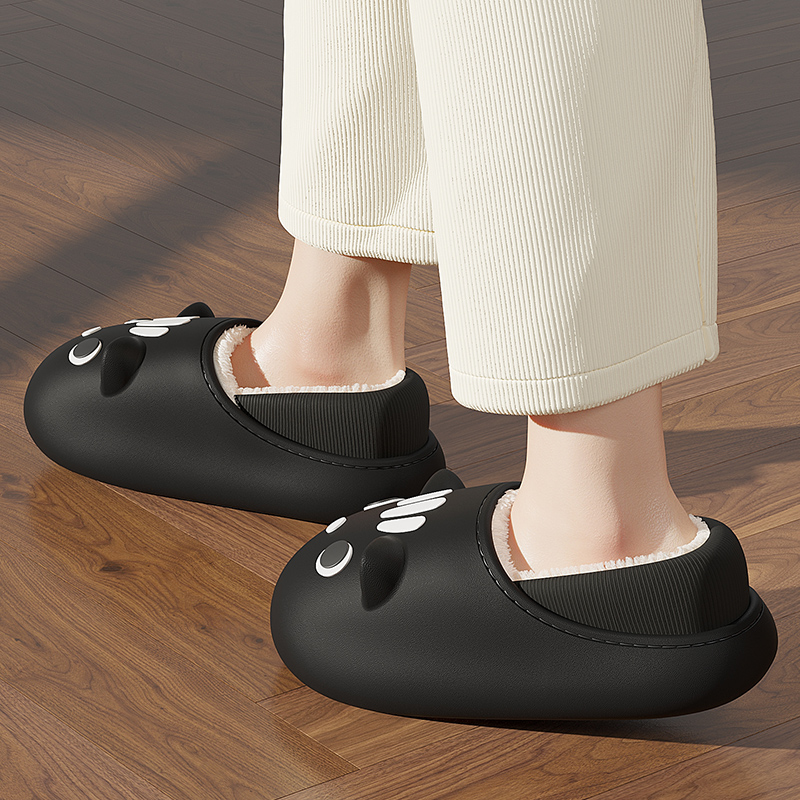 防水棉拖鞋女士冬季包跟2023新款室内家居防滑厚底保暖加绒棉鞋男