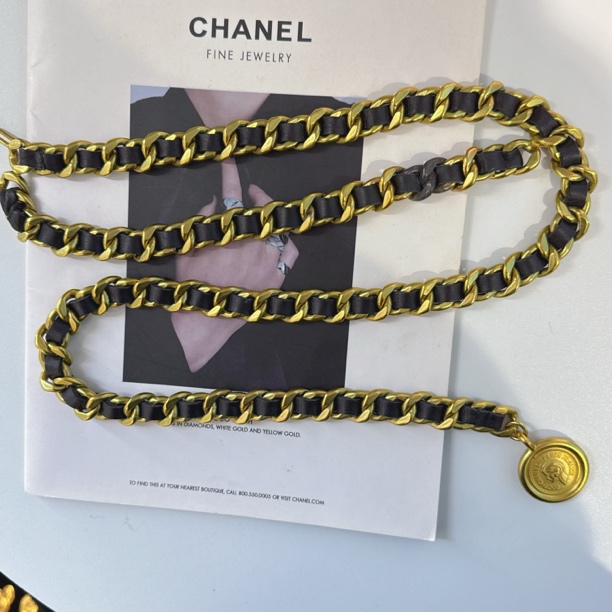 95新 Chanel/香奈儿 Chanel vintage香奈儿中古皮穿腰链（长85cm）
