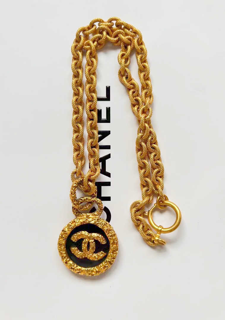 95新 Chanel/香奈儿 Chanel vintage香奈儿中古黑金熔岩项链定金