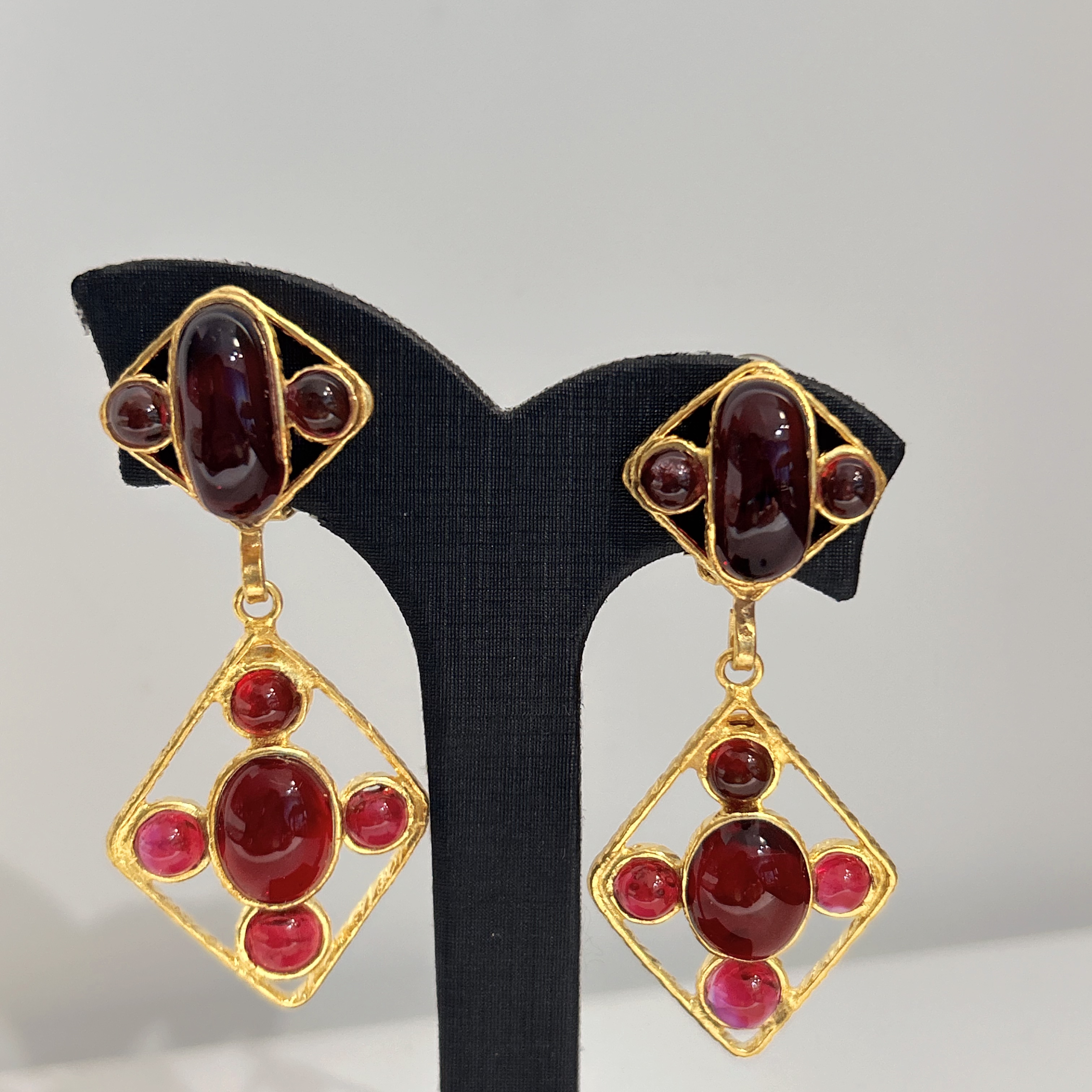 95新 Chanel/香奈儿 Chanel vintage香奈儿中古红琉璃耳夹