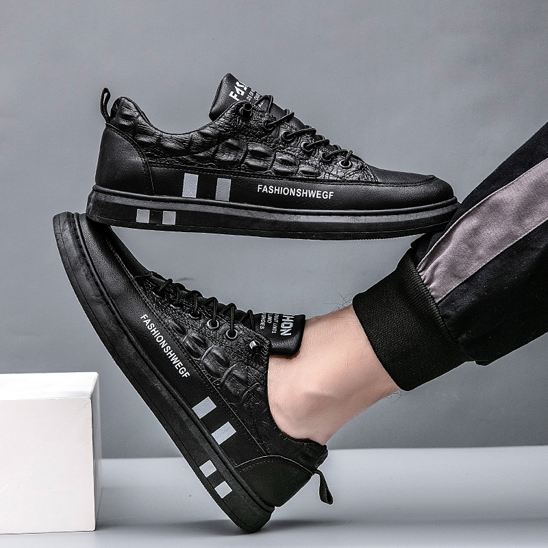 啄木鸟官方正品小白鞋男士鞋子百搭潮流男板鞋运动鞋 鳄鱼纹男鞋