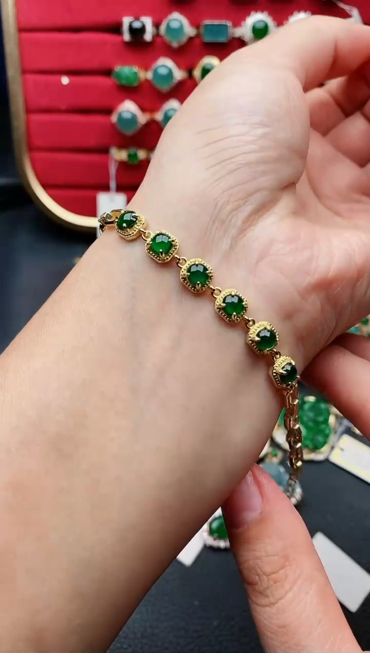 【闪购商品】翡翠手链银S925镶嵌1